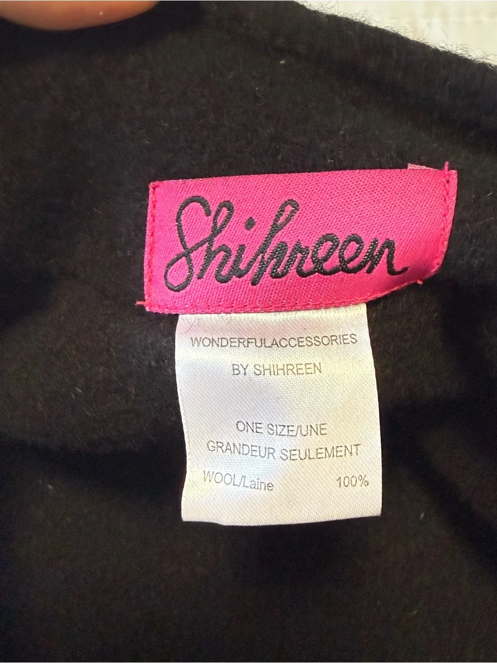Shihreen 100% wool black cloche hat w/ felt flower.